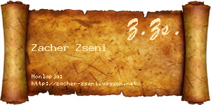 Zacher Zseni névjegykártya